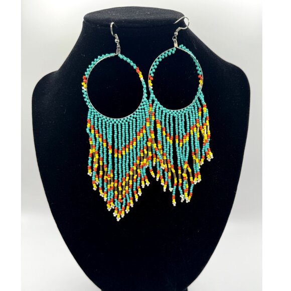 Jewelry - Women  Blue | Orange Yellow Beaded Earrings
